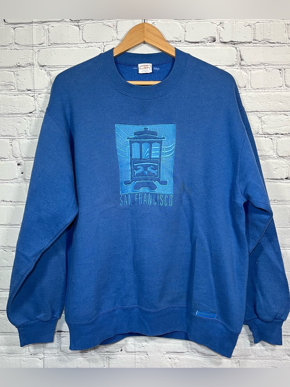 Vintage Crazy Shirt Hawaii Sweatshirt Womens XL San Francisco Blue Embroidered